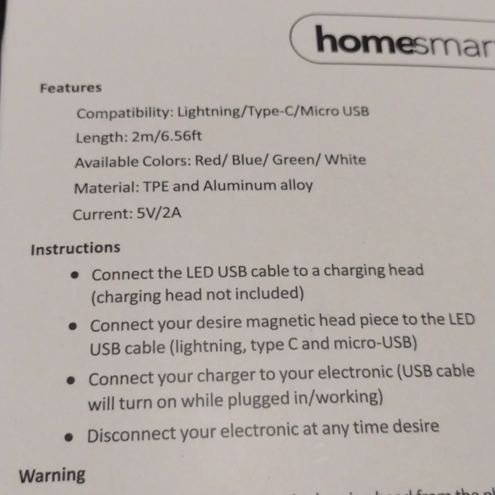Triple LED USB charging cables. 3 different size plugs for different electronics